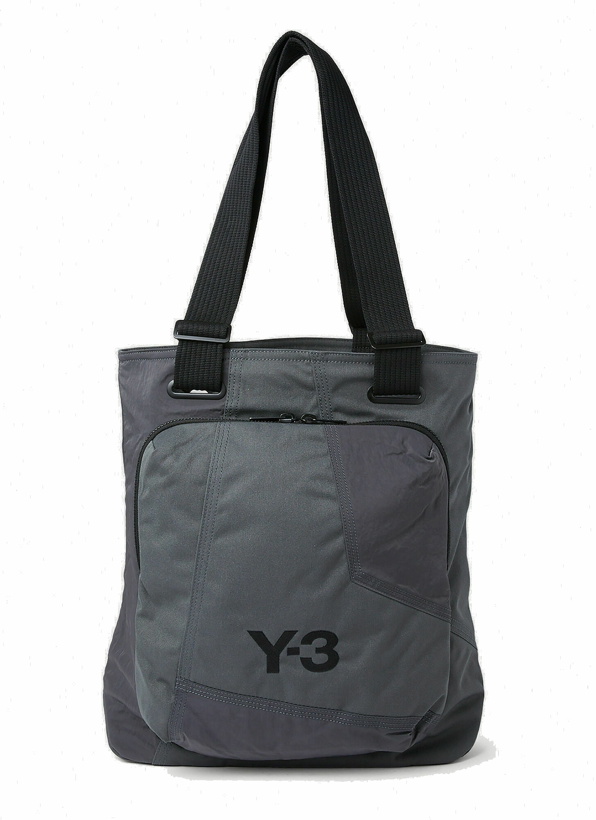 Photo: Y-3 - Logo Print Tote Bag in Grey