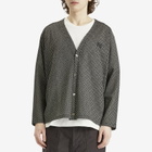 Needles Men's Woven V-Neck Cardigan in Black/Natural Grid
