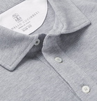 Brunello Cucinelli - Slim-Fit Layered Mélange Cotton-Piqué Polo Shirt - Gray