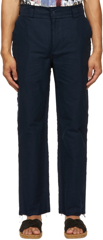 Photo: Bloke Navy Distressed Edges Trousers
