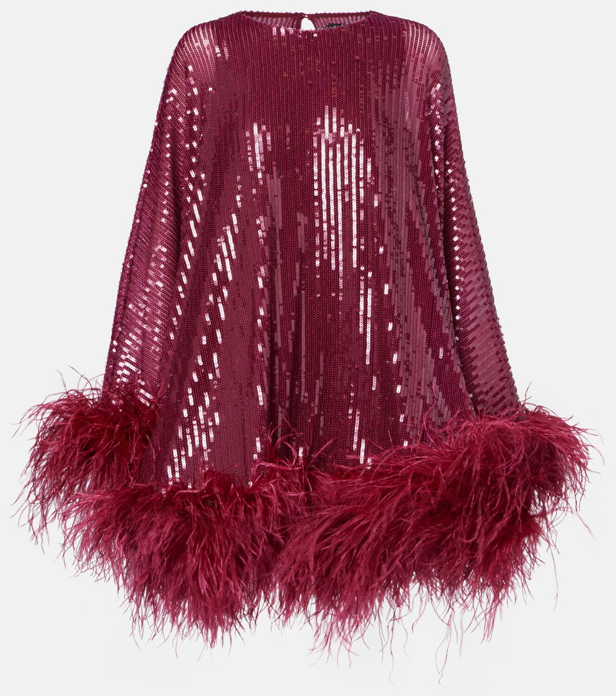 Taller Marmo Vegas sequined feather-trimmed chiffon kaftan