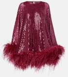 Taller Marmo Vegas sequined feather-trimmed chiffon kaftan