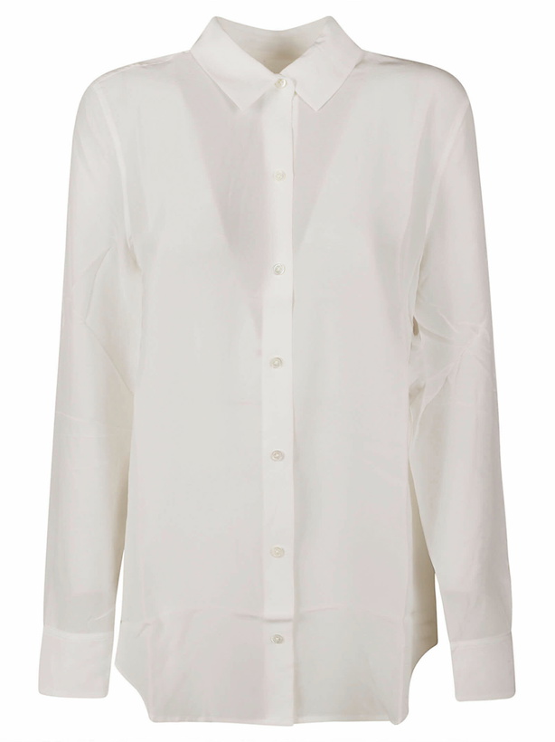 Photo: Equipment Round Hem Plain Shirt