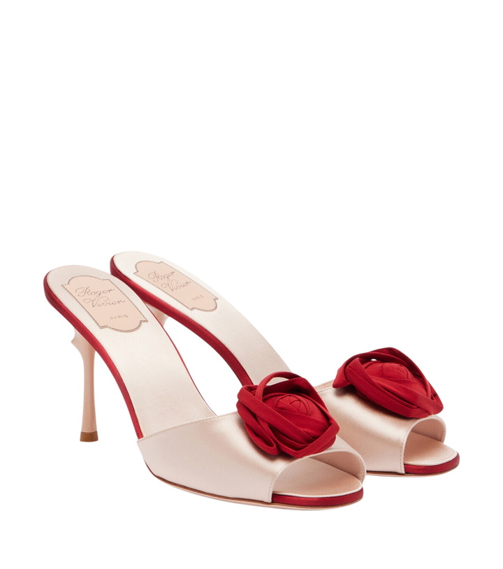 Photo: Roger Vivier Rose Vivier floral-appliqué satin mules