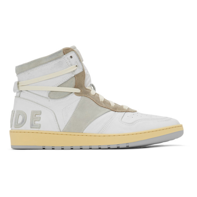 Photo: Rhude White and Grey Bball Hi Sneakers