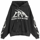 God Made Men's GM Logo Zip Hoodie in Washed Grey