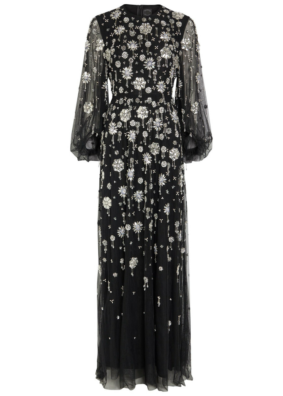 Huishan Zhang Micheline Crystal-embellished Tulle Gown Black