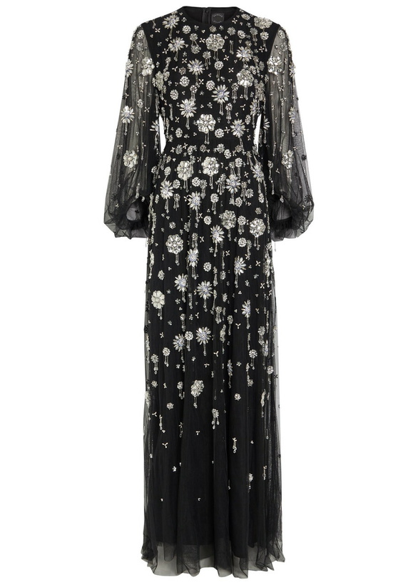 Photo: Huishan Zhang Micheline Crystal-embellished Tulle Gown Black