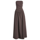 ST. Agni Women's Gathered Strapless Tie Back Maxi Dress in Chocolate Plum