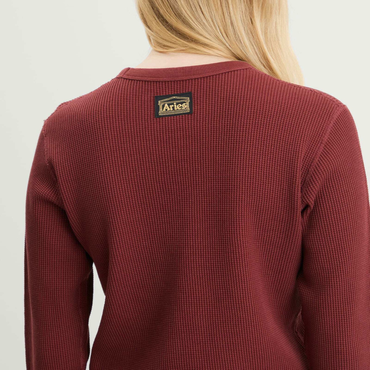 Aries Women's Reversible Long Sleeve Baby Fit T-Shirt in Burgundy 