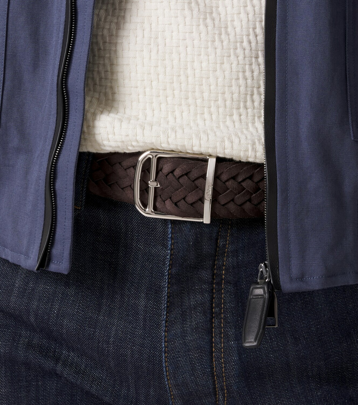 Brioni Braided suede belt