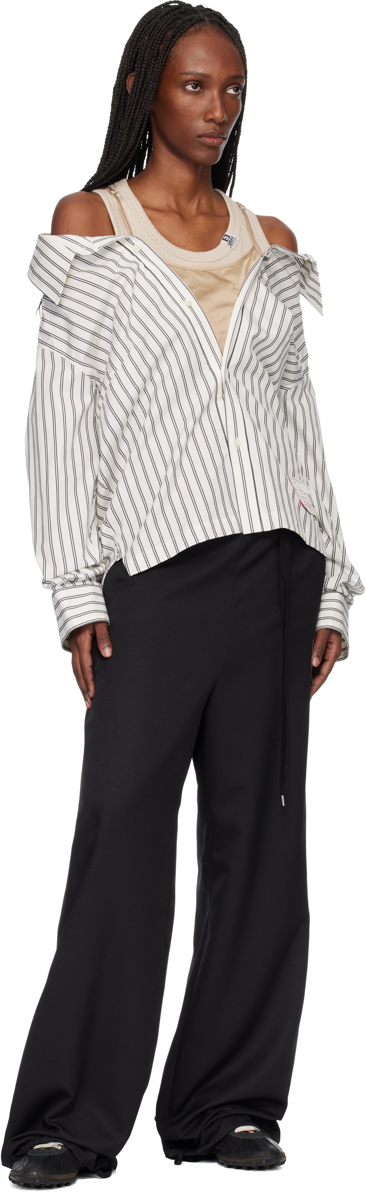 Maison MIHARA YASUHIRO Black Wool-Like Easy Trousers