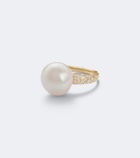Suzanne Kalan 18kt gold ring with pearl and diamonds