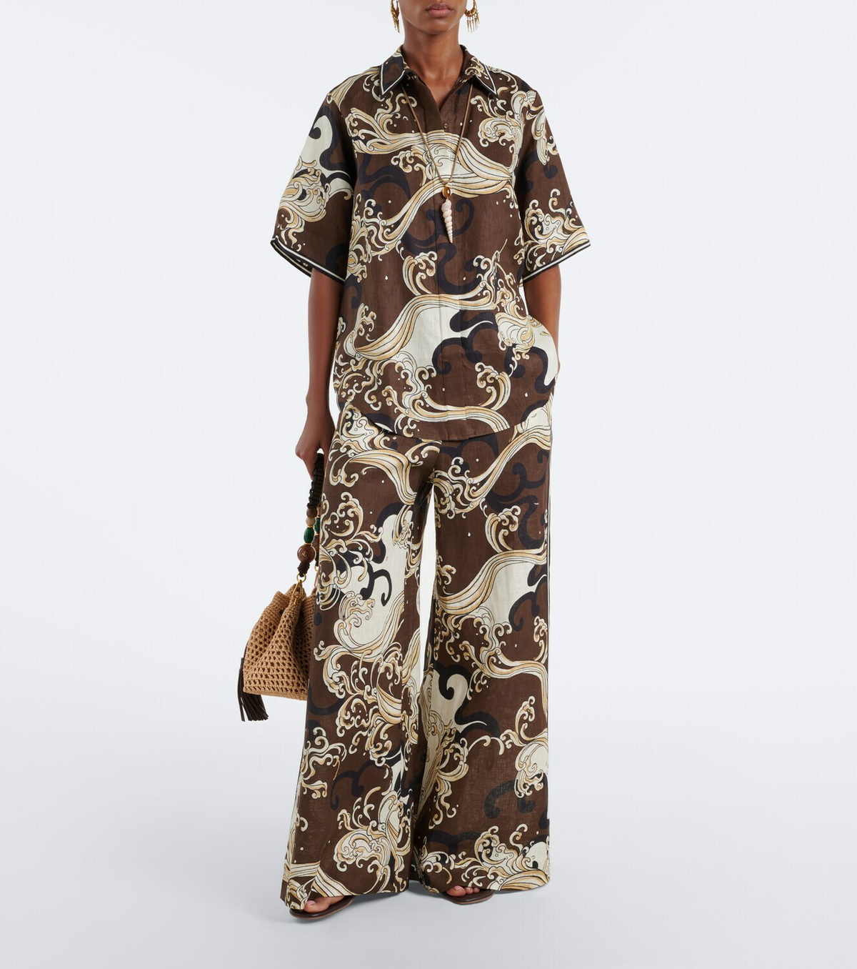 Alémais Otis printed oversized linen shirt
