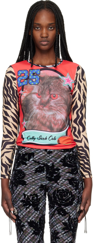 Photo: Chopova Lowena Multicolor 'Cutty Sark Cats' Fitted Jersey T-shirt