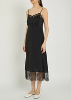 Simone Rocha Lace-trimmed Crepe-de-chine Midi Dress Black