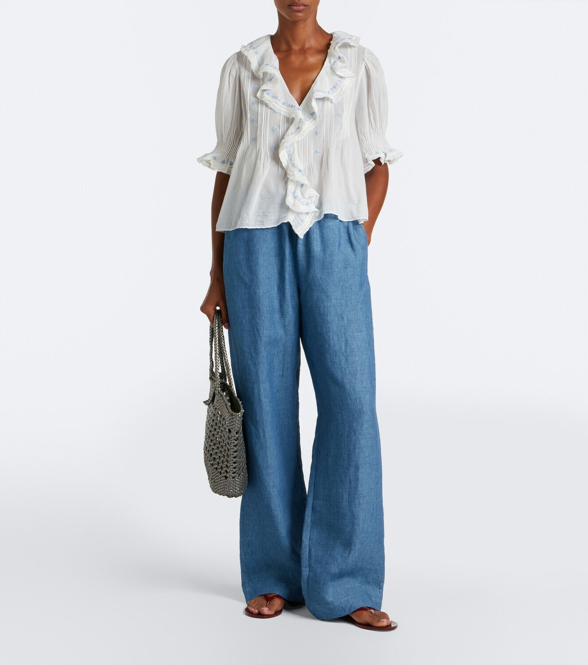 Dôen Hettie floral ruffled cotton top