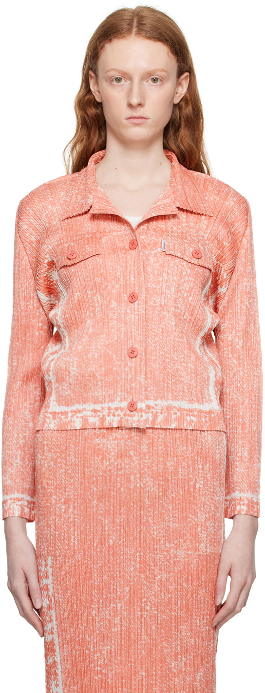 Pleats Please Issey Miyake Pink Trail Denim Midi Skirt