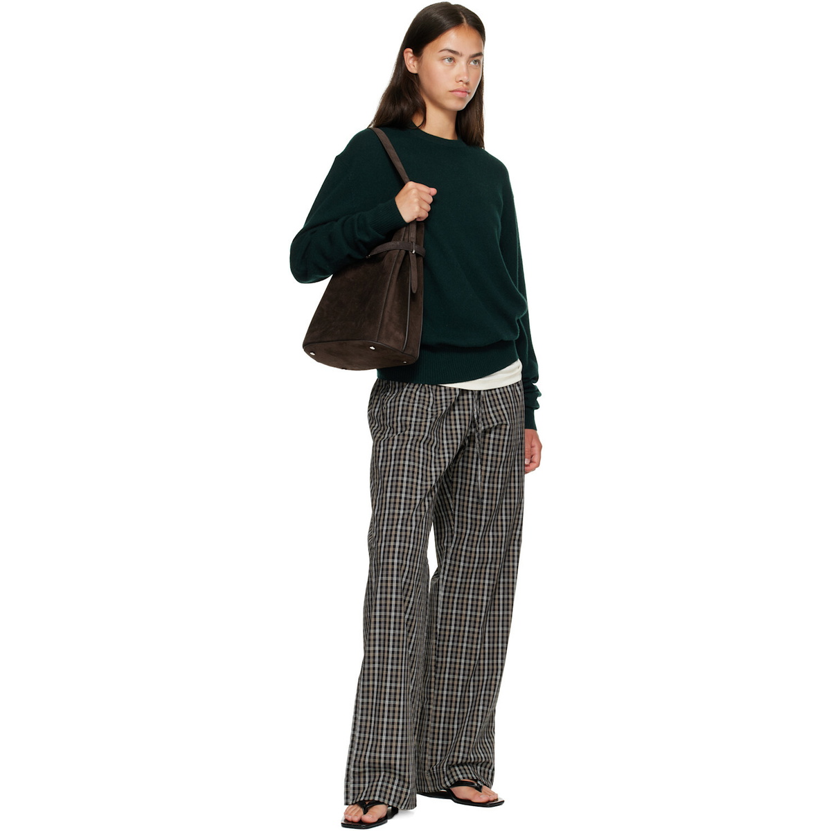 TOTEME Brown Belted Suede Bucket Bag