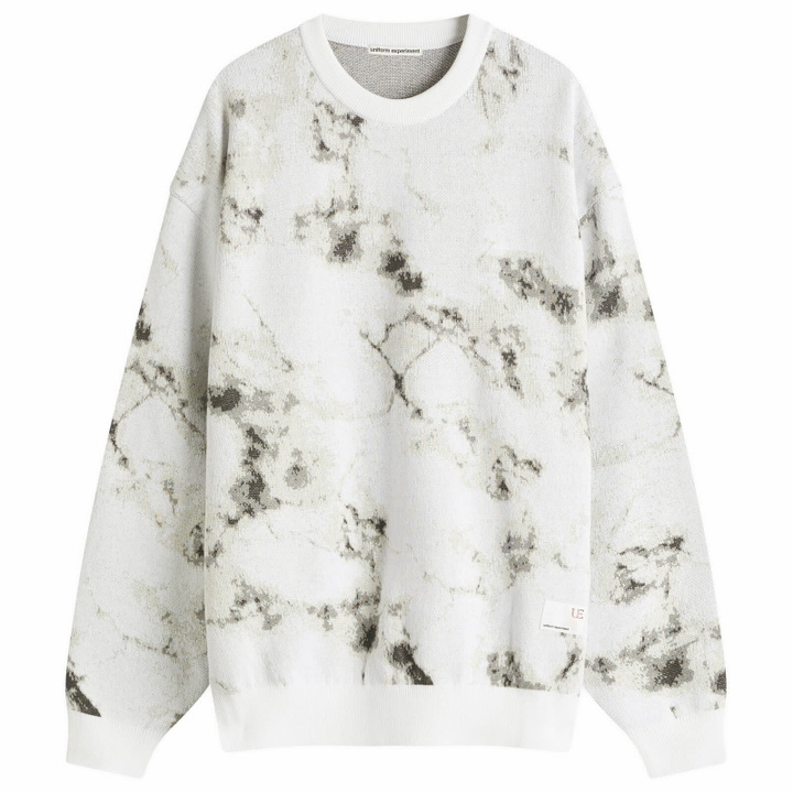 Photo: Uniform Experiment Men's Marble Jacquard Knit Sweater in White