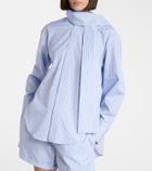 Plan C Scarf-detail striped cotton shirt