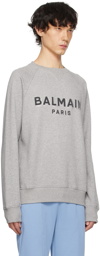Balmain Gray Metallic Flocked Sweatshirt