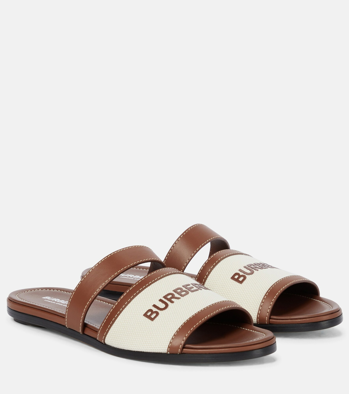 Burberry - Logo leather-trimmed sandals Burberry