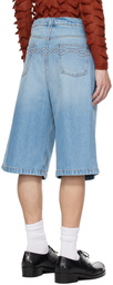 Stefan Cooke Blue Corded Denim Shorts