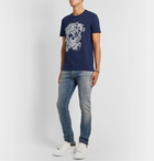 Alexander McQueen - Printed Cotton-Jersey T-Shirt - Blue