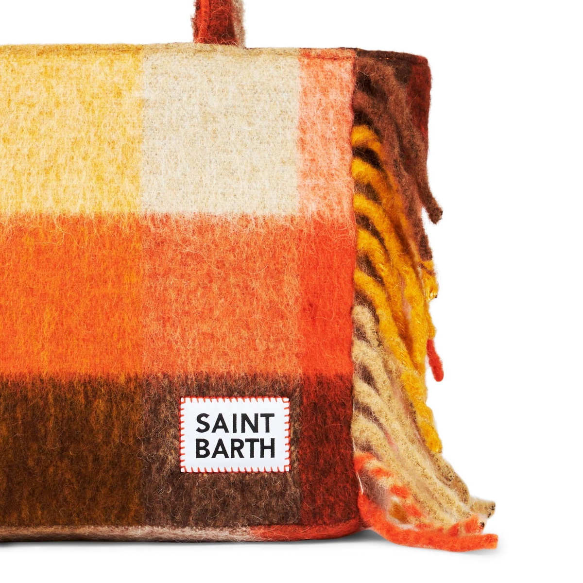 MC2 Saint Barth Vanity Blanket Shoulder Bag With Multicolor Check And Fringes