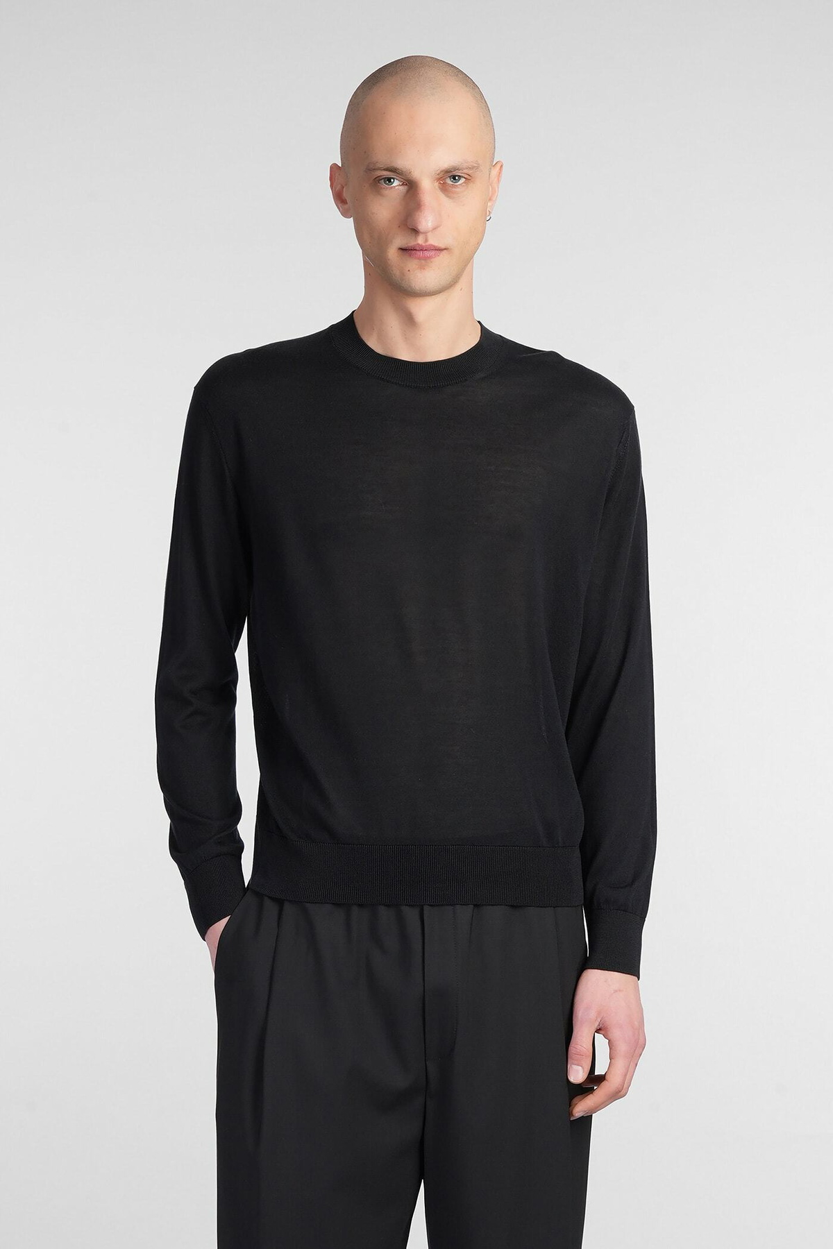 Laneus Knitwear In Black Wool And Polyester