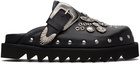 Toga Pulla Black Eyelet Metal Sabot Slippers