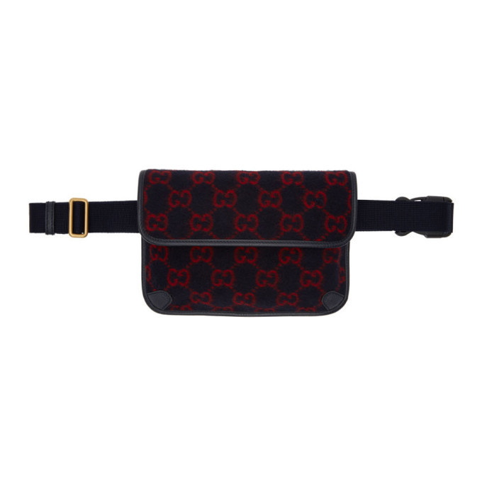 Photo: Gucci Navy Wool GG Belt Bag