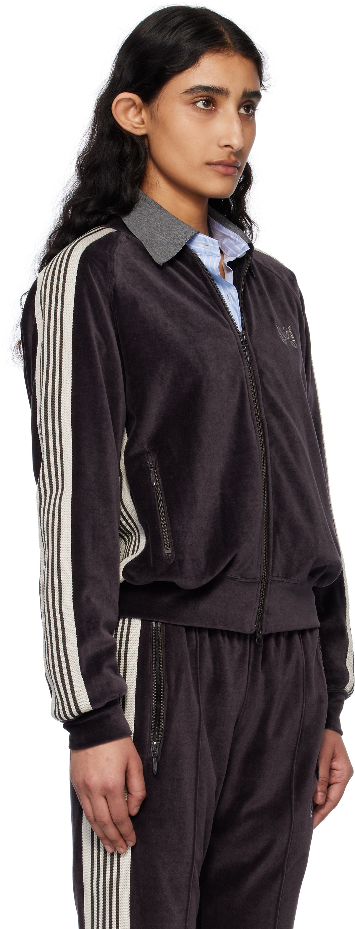 NEEDLES Black Rib Collar Track Jacket Needles