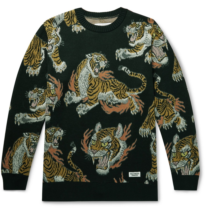 Photo: Wacko Maria - Tim Lehi Tiger Cotton-Jacquard Sweater - Black