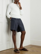 Lardini - Aramis Straight-Leg Pleated Linen-Twill Bermuda Shorts - Blue