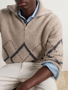 Brunello Cucinelli - Fair Isle Cashmere and Silk-Blend Half-Zip Sweater - Neutrals