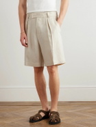 Loro Piana - Reinga Wide-Leg Pleated Linen-Twill Bermuda Shorts - White