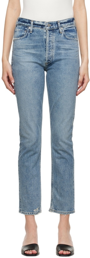 Photo: Citizens of Humanity Blue High-Rise Straight Jeans