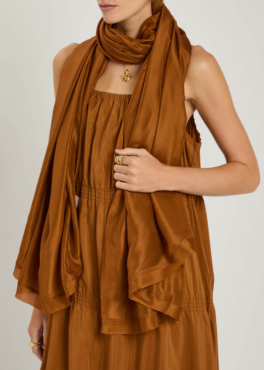 Eileen Fisher Silk Scarf - Bronze - One Size