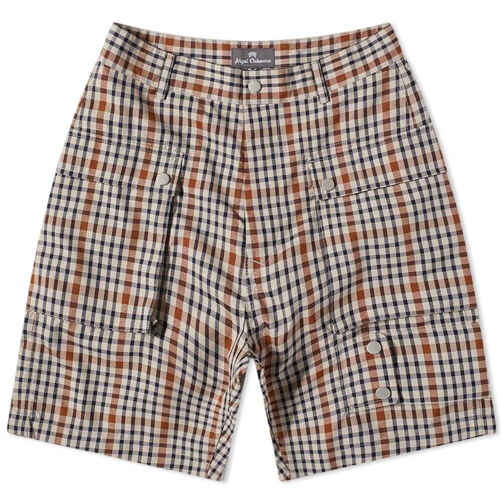 Photo: Nigel Cabourn Men's 4 Tool Short in Stone Check