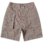 Nigel Cabourn Men's 4 Tool Short in Stone Check