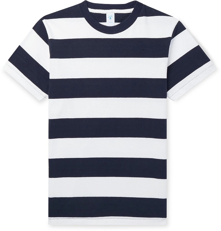 Photo: Velva Sheen - Striped Cotton-Jersey T-Shirt - Blue