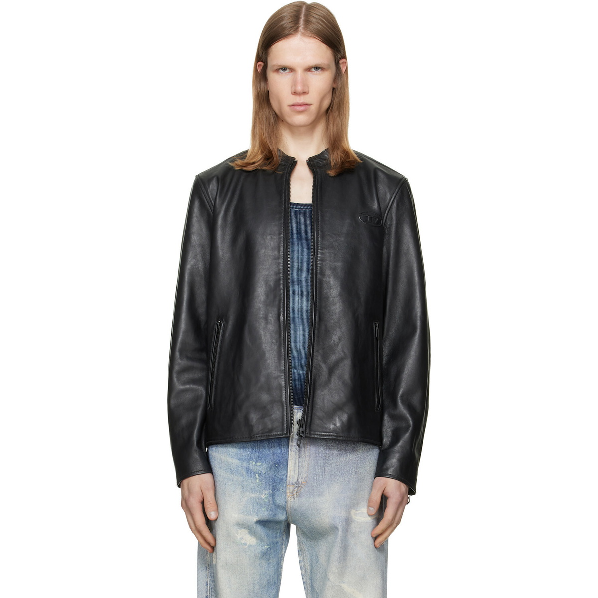 Diesel Black L-Tad-Wrd Leather Jacket
