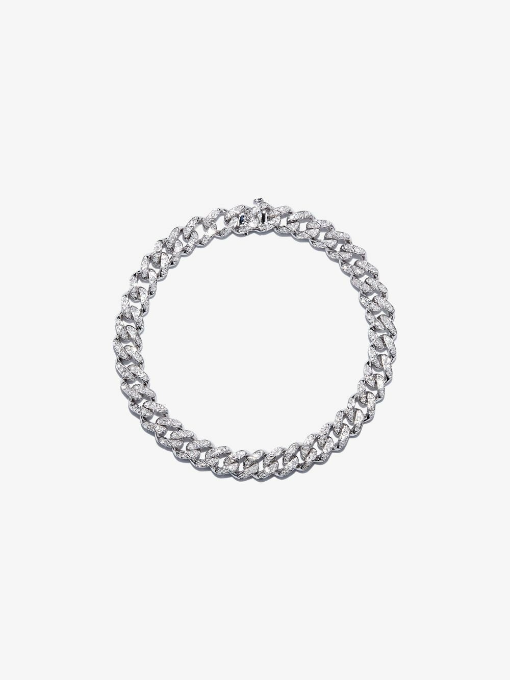 SHAY 18K White Gold Medium Flat Link Diamond Bracelet