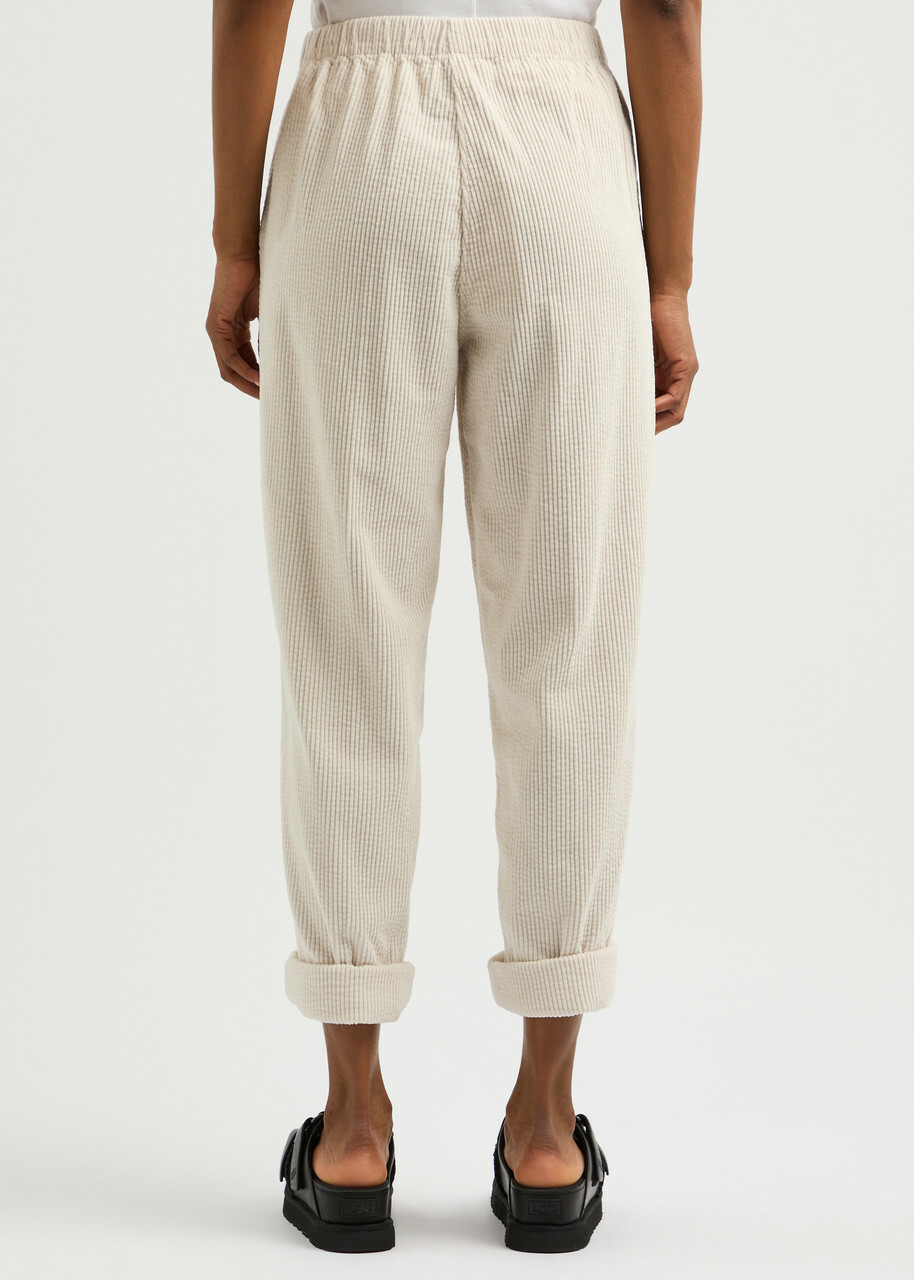 American Vintage Padow Cropped Corduroy Trousers Ecru
