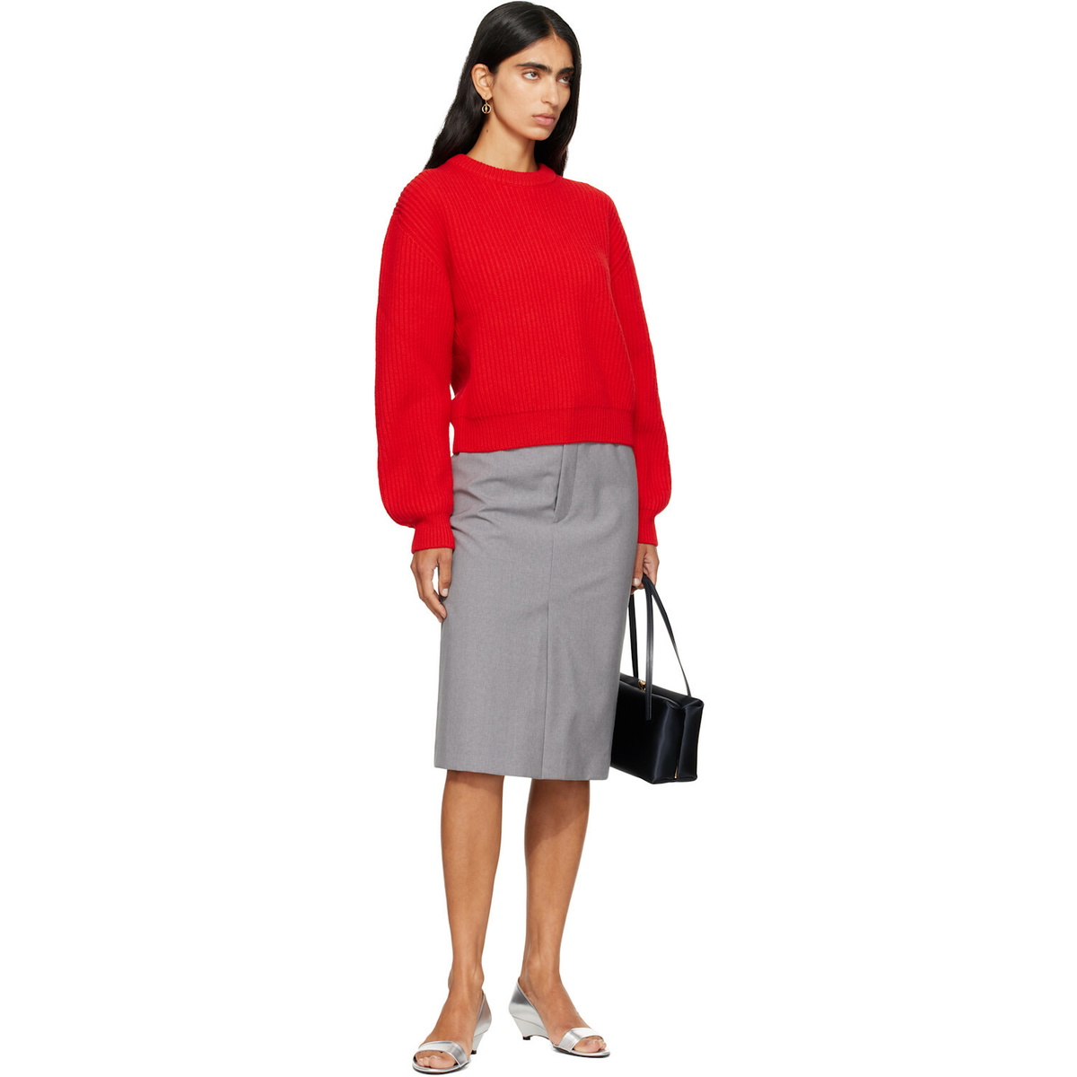 Jil Sander Red Wool Crew-Neck Sweater