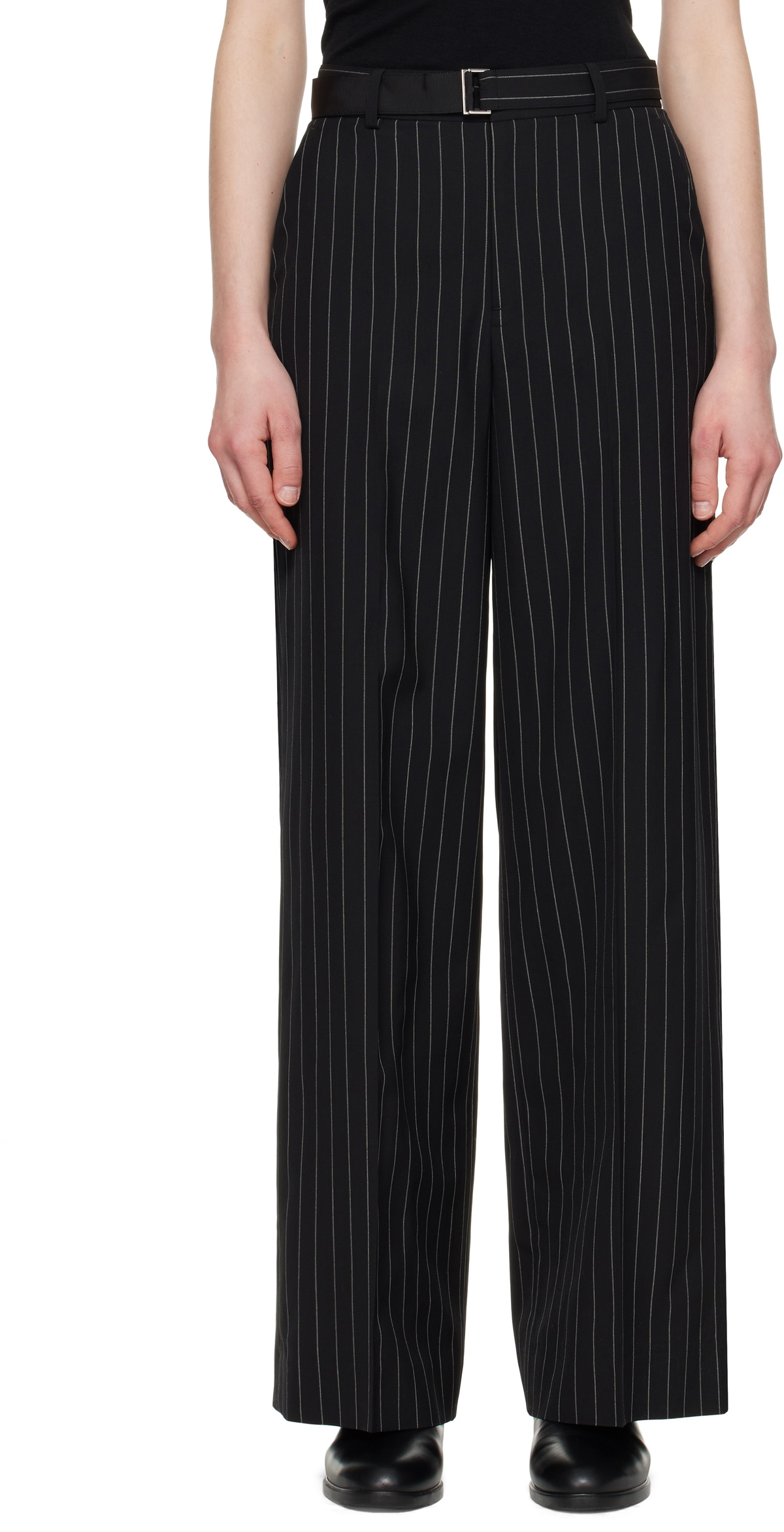 sacai Black Wool Silk Suiting Trousers