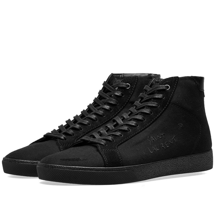 Photo: Saint Laurent SL-06 Mid Signature Canvas Sneaker Black