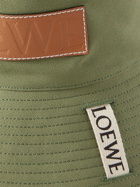 Loewe - Paula's Ibiza Leather-Trimmed Cotton-Canvas Bucket Hat - Green